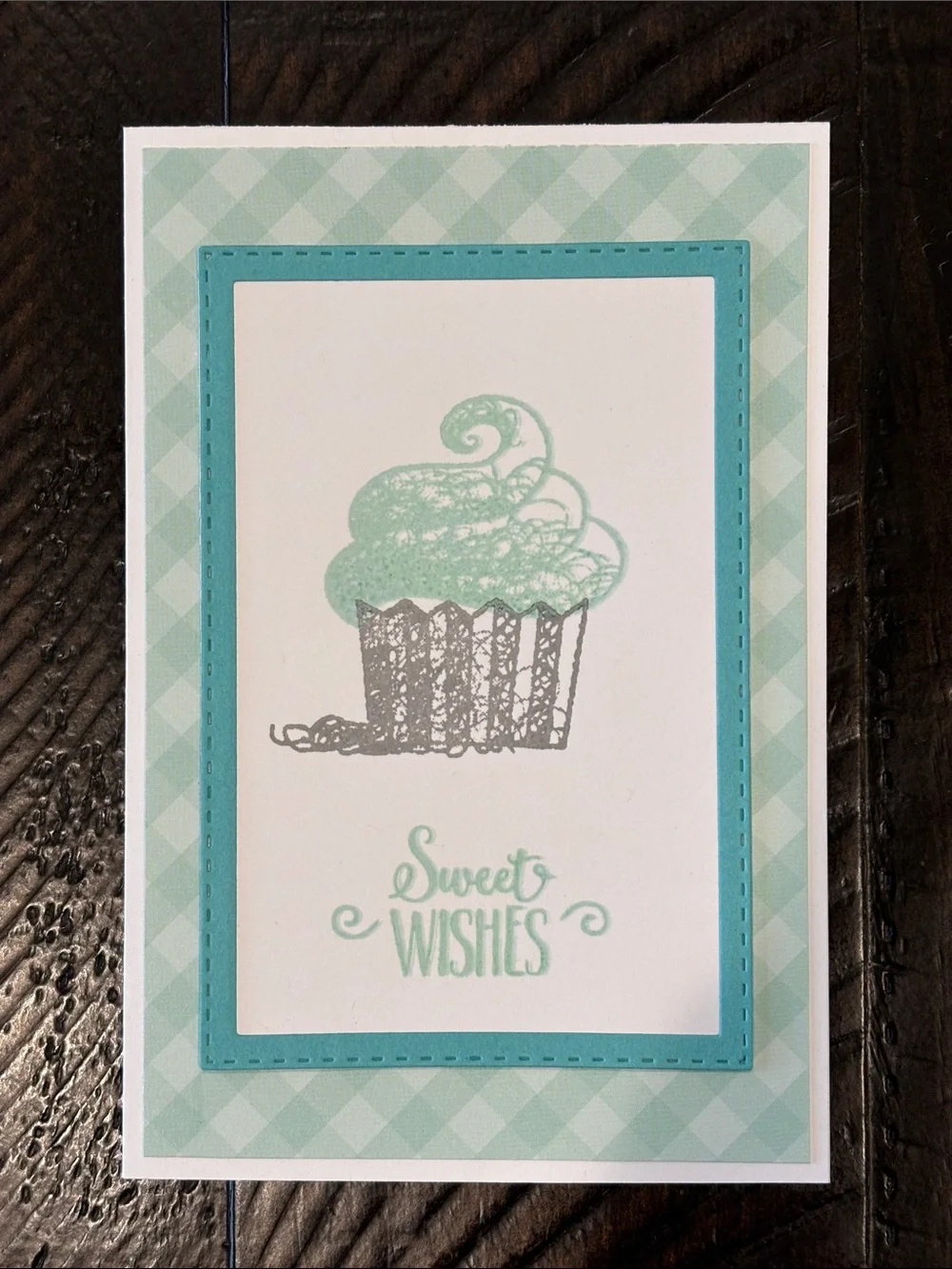 Set of 5 Pastel Rainbow Cupcake Gingham Cards
